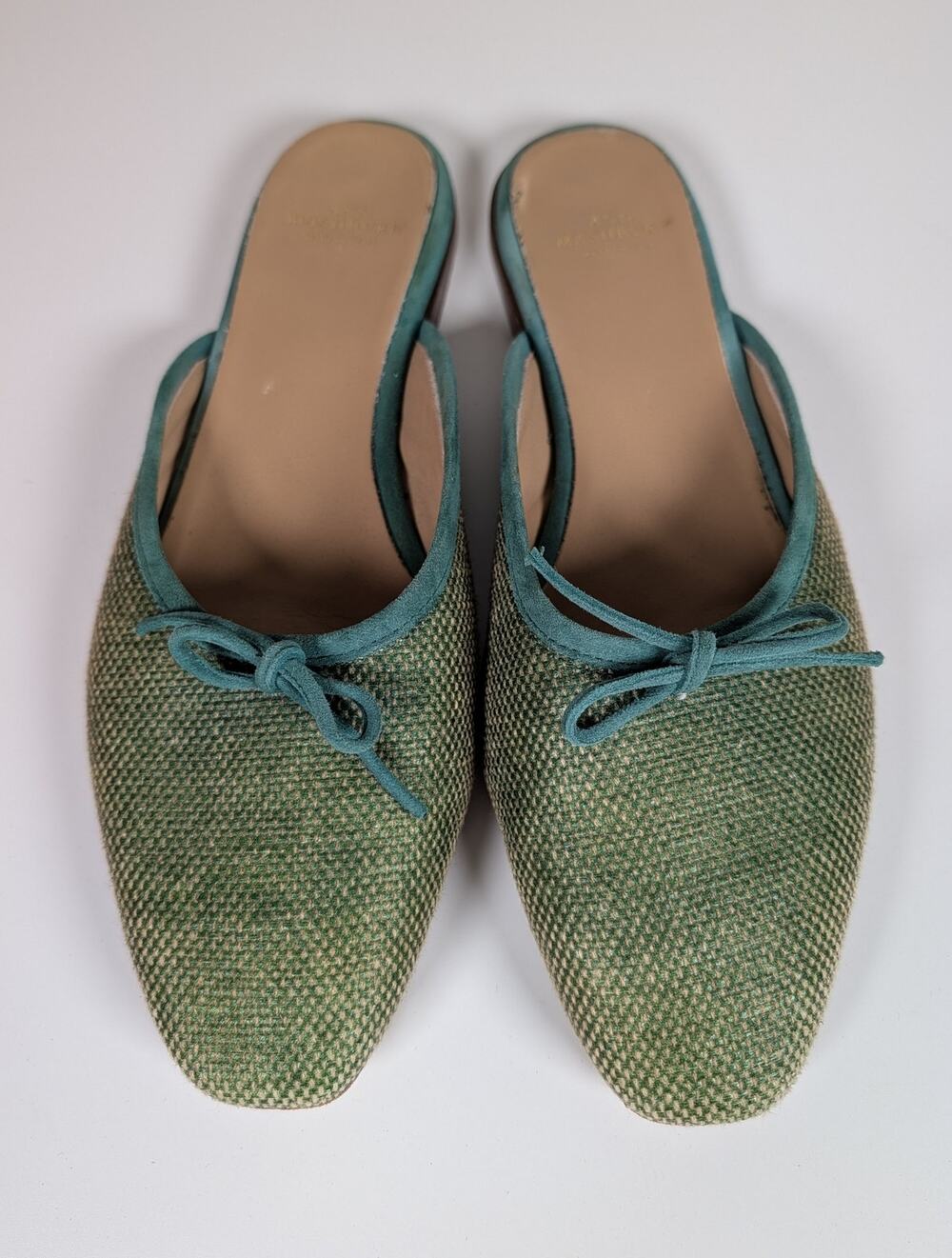 Ann Mashburn Joy Woven Mules Slides Green 39